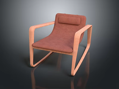 Modern Leisure Chair With Wooden Frame Brown Padded Seat And Armrests 3d model