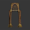 Antique Wooden Table With Carved Details Gold Accents And Curved Claw Feet