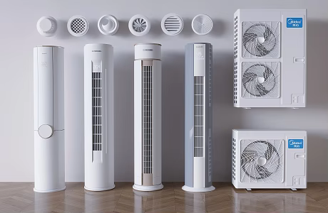 Cylindrical vertical air conditioner cabinet air conditioner air outlet 3d model
