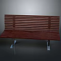 Building Exterior Wooden Bench with Slatted Design and Metal Support Legs for Outdoor Seating Areas