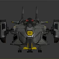 Advanced Gray Spacecraft With Yellow Details Wings And Engines For Futuristic Cosmic Exploration
