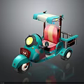 Turquoise Tricycle With Pink Seat Headlight Canopy And Small Cargo Basket