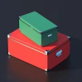 Red And Green Stacked Storage Boxes For Home Organizing And Storage 3d model