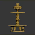 Golden Two Tiered Candle Holder With Decorative Base And Carved Details