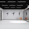 IME Modern Fitness Studio With Blue Lighting Gray Walls And Wooden Floor