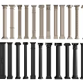 Black And White Decorative Columns With Various Classical And Modern Designs 3d model