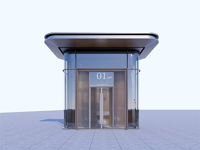 Residential Building Glass Entrance Design With Modern Structure And Number 01 3d model