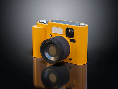 Yellow Retro Style Digital Camera With Compact Body And High Quality Lens For Digital Photography 3d model