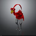 Red Flamingo Sculpture With Shiny Transparent Legs And Yellow Beak