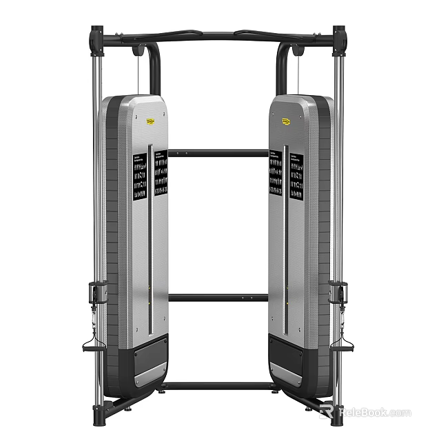 Dual Column Multi Functional Fitness Equipment With Digital Display And Control Panel 3d model 