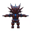 Spiked Armored Action Figure With Blue Glowing Accents And Red Body Design
