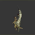 Fantasy Mythical Creature Character With Large Golden Green Wings Clawed Limbs And Blue Body