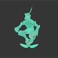 Green Antlered Game Movie Character With Yellow Belly Brown Hands Feet Standing On Leaf