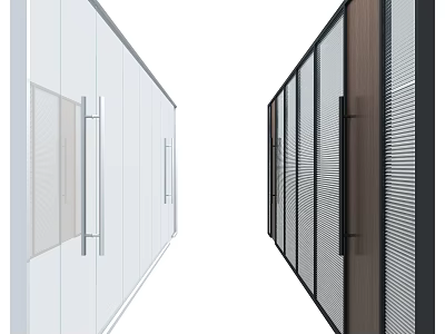 Modern Room Dividers With Glass And Wooden Panels For Interior Spaces 3d model