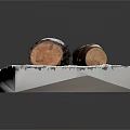 Snow Covered Logs Resting on Snowy Platform in Natural Winter Setting 3d model