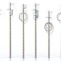Industrial Electrical Power Equipment with Poles Transformers Wires and Insulating Components