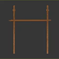 Wooden Building Frame Structure With Horizontal Beams And Vertical Support Columns