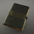 Antique Leather Bound Book With Dark Cover Metal Clasp And Yellowed Pages 3d model