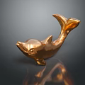 Shiny Golden Dolphin Movie Character Sculpture With Glossy Reflective Surface Details
