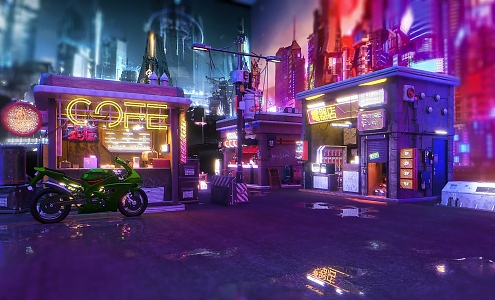 Industrial LOFT Commercial Street Cyberpunk Block 3d model