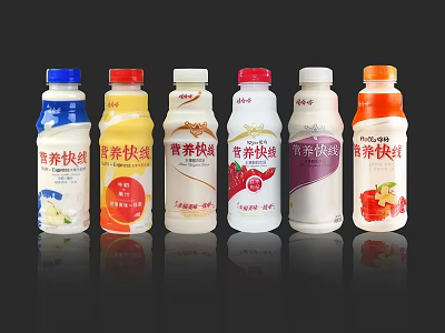 Assorted Bottled Nutrition Express Drink with Multiple Flavors and Colors 3d model