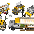 Various Food Trucks Featuring Meatings Branding Outdoor Tables And Plants