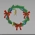 Festive Green Evergreen Foliage Christmas Wreath With Red Bows And Colorful Balls