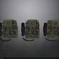 Three Vintage Brown Telephones With Black Cables And Buttons On Dark Surface