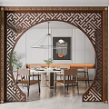 New Chinese style pass round door 3d model