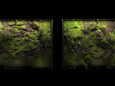 Moss Feature Wall With Natural Green Texture And Illuminated Double Panels 3d model