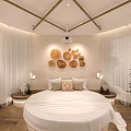 Modern Hotel Room Interior with Archway Design Wooden Flooring and Decorative Wall Art