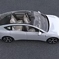 Light Gray Electric Car With Transparent Roof And Green License Plate