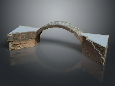 Stone Arch Bridge Structure With Brick Stone Sides And Textured Surface 3d model
