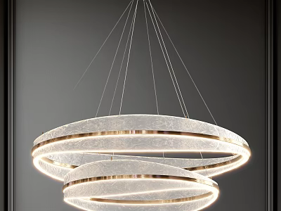 Modern Double Ring Chandelier With Transparent Circular Shades And Illuminated Light 3d model