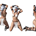 Game Character Design Featuring Silver Hair Bikini Outfit Arm Leg Straps And Headpiece 3d model