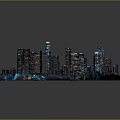 Detailed City Model With Skyscrapers Colorful Lights And Urban Structure Design