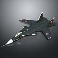 Dark Colored Fighter Jet With Red Star Markings Pointed Nose Number 102 3D Render