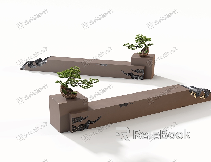 New Chinese Style Outdoor Landscape Bench model