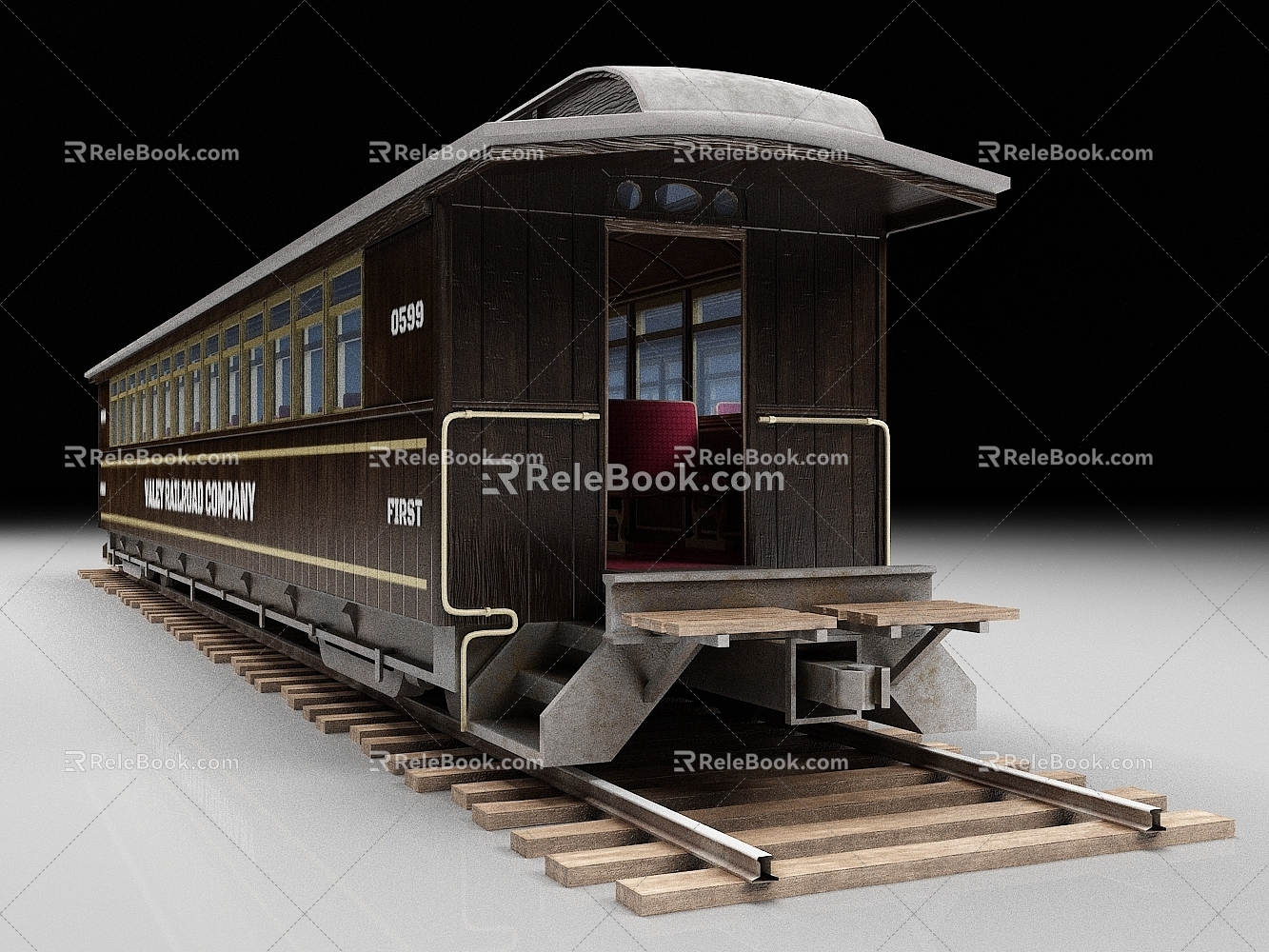 Train station wagon vintage train steam train bus 3d model