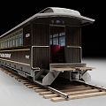 Train station wagon vintage train steam train bus 3d model