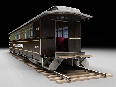 Vintage Train Passenger Car On Railway Tracks 3d model Vintage Train Passenger Car On Railway Tracks 3d model