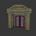 Classical Stone Entrance Door With Double Wooden Panels Arched Top And Fluted Columns