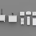 White Bathroom Daily Use Electrical Appliances Collection Including Washbasin Faucet Soap Dispenser Tissue Box