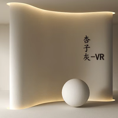 Modern Interior Wall Design Featuring Apricot Grey Hue And VR Integration With Soft Lighting 3d model