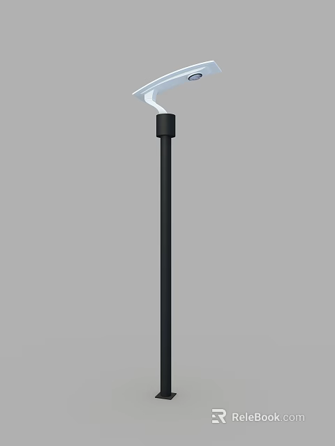 Sleek Black Outdoor Light Fixture With Tall Pole For Garden Pathway Illumination 3d model 