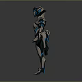 Futuristic Mechanical Character Design With Blue White Armor And Tech Elements