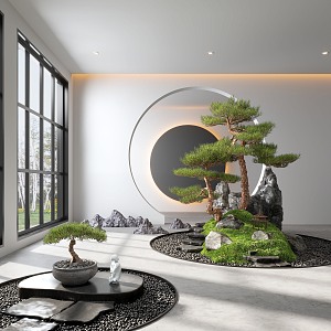 New Chinese Style Indoor Landscape Landscaping Landscape Setches Indoor Landscape Indoor Landscape Bryophytes Plant Pine 3d model