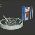 Stylish Decorative Ornament Set With Ashtray Cigarettes And Cigarette Pack 3d model