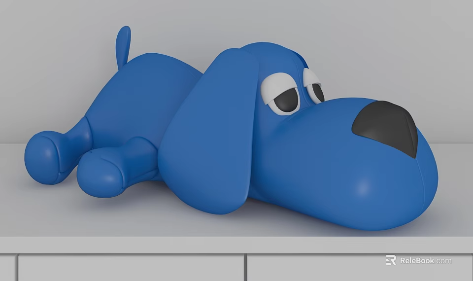 Blue Cartoon Dog Figurine Decorative Ornament Set For Home Tabletop Decoration 3d model 