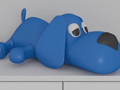 Blue Cartoon Dog Figurine Decorative Ornament Set For Home Tabletop Decoration 3d model